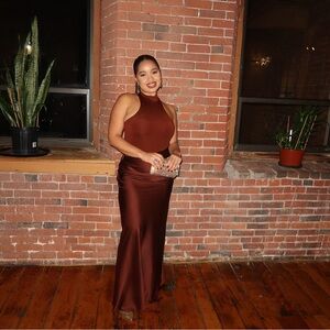 Commense Rich Brown Maxi Dress